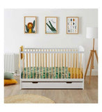 Ickle Bubba Coleby Classic Cot Bed, Under Drawer and Sprung Mattress - Scandi White GOODS Boots   