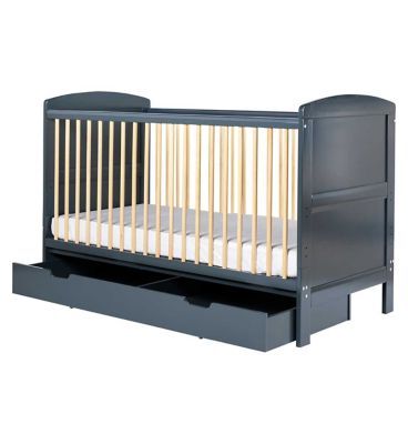 Ickle Bubba Coleby Classic Cot Bed, Under Drawer and Sprung Mattress - Scandi Grey GOODS Boots   