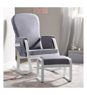 Ickle Bubba Dursley Rocking Chair and Stool - Pearl Grey