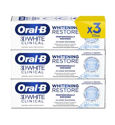 Oral-B 3D White Clinical Whitening Restore 3 Month Toothpaste Bundle