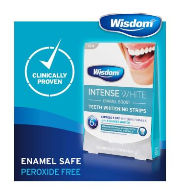 Wisdom Intense White Enamel Boost Teeth Whitening Strips 5s Dental Boots   