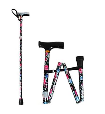 NRS Folding Walking Stick Black Floral General Household Boots   