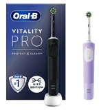 Oral-B Vitality Pro Black & Purple Electric Toothbrushes Duo Pack Dental Boots   