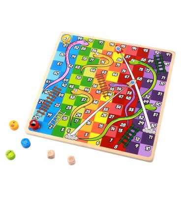 Tooky Toy wooden 2 in 1 Chess and Snakes and Ladders Toys & Kid's Zone Boots   