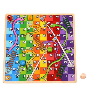 Tooky Toy wooden 2 in 1 Chess and Snakes and Ladders Toys & Kid's Zone Boots   