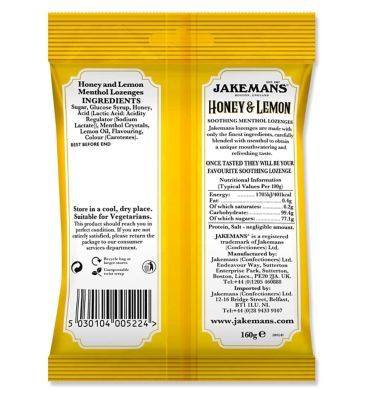 Jakemans Honey and Lemon Lozenges 160g First Aid Boots   