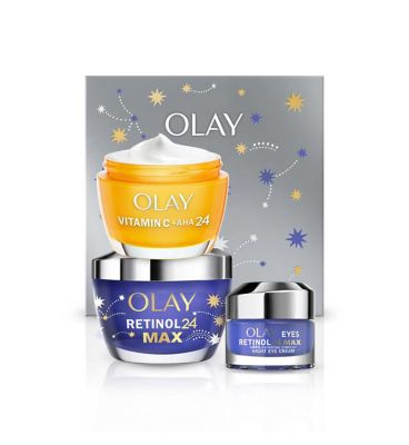 Olay Giftset Vitamin C+AHA24 Day + Retinol24 Max Night Moisturiser 50ml & Retinol24 Max Night Eye Cream 15ml GOODS Boots   