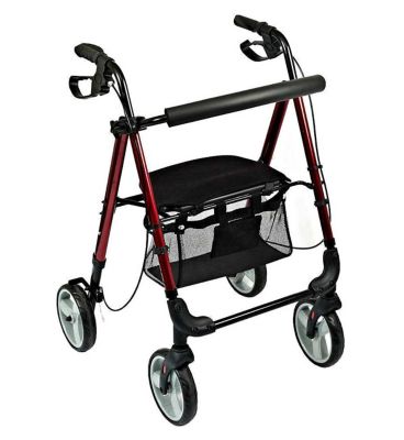 NRS Healthcare Lightweight Four Wheeled Rollator with Seat - Red General Household Boots   