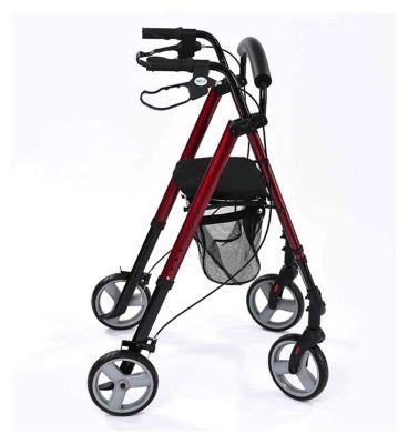 NRS Healthcare Lightweight Four Wheeled Rollator with Seat - Red General Household Boots   