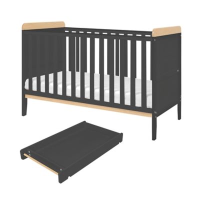 Tutti Bambini Rio Cot Bed with Cot Top Changer & Mattress - Slate Grey/Oak