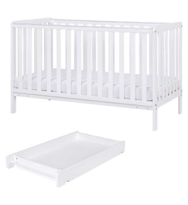 Tutti Bambini Malmo Cot Bed, Cot Top Changer and Mattress Bundle - White GOODS Boots   