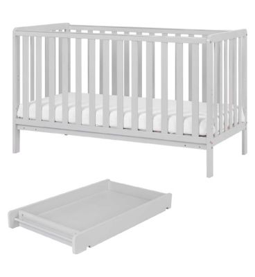 Tutti Bambini Malmo Cot Bed, Cot Top Changer and Mattress Bundle - Dove Grey