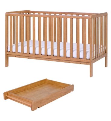 Tutti Bambini Malmo Cot Bed, Cot Top Changer and Mattress Bundle - Oak GOODS Boots   