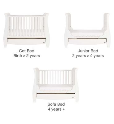 Tutti Bambini Katie Mini Sleigh Cot Bed - White GOODS Boots   