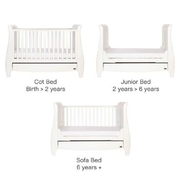 Tutti Bambini Lucas Sleigh 3 in 1 Cot Bed - White GOODS Boots   