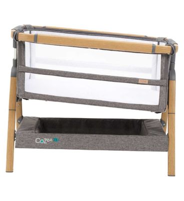 Tutti Bambini Cozee XL Bedside Crib & Cot - Oak / Charcoal GOODS Boots   