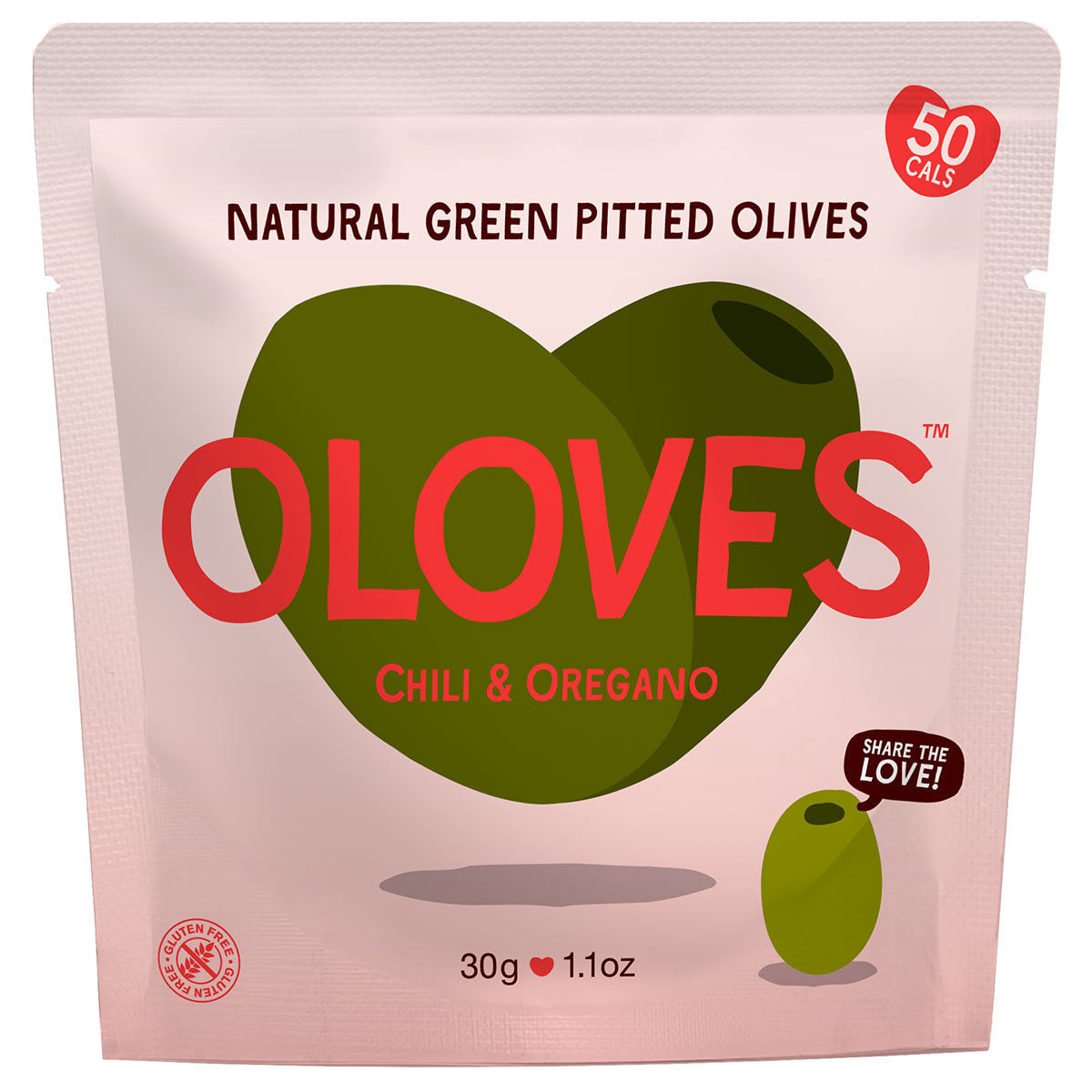 Oloves Chilli & Oregano Natural Green Pitted Olives, 20 x 30g Flavoured Snacks Costco UK   