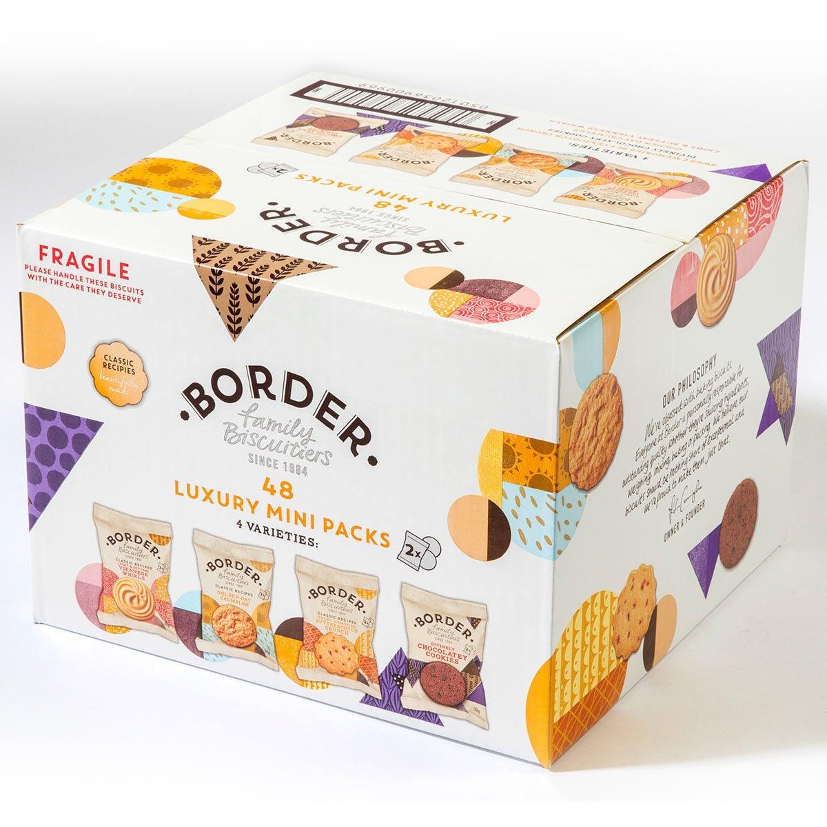 Border Biscuits Luxury Mini Pack Assortment, 48 x 2 Biscuits Snacks Costco UK Pack  
