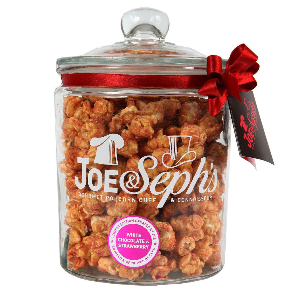 Joe & Seph's Caramel, White Chocolate & Strawberry Gourmet Popcorn Gift Jar, 300g