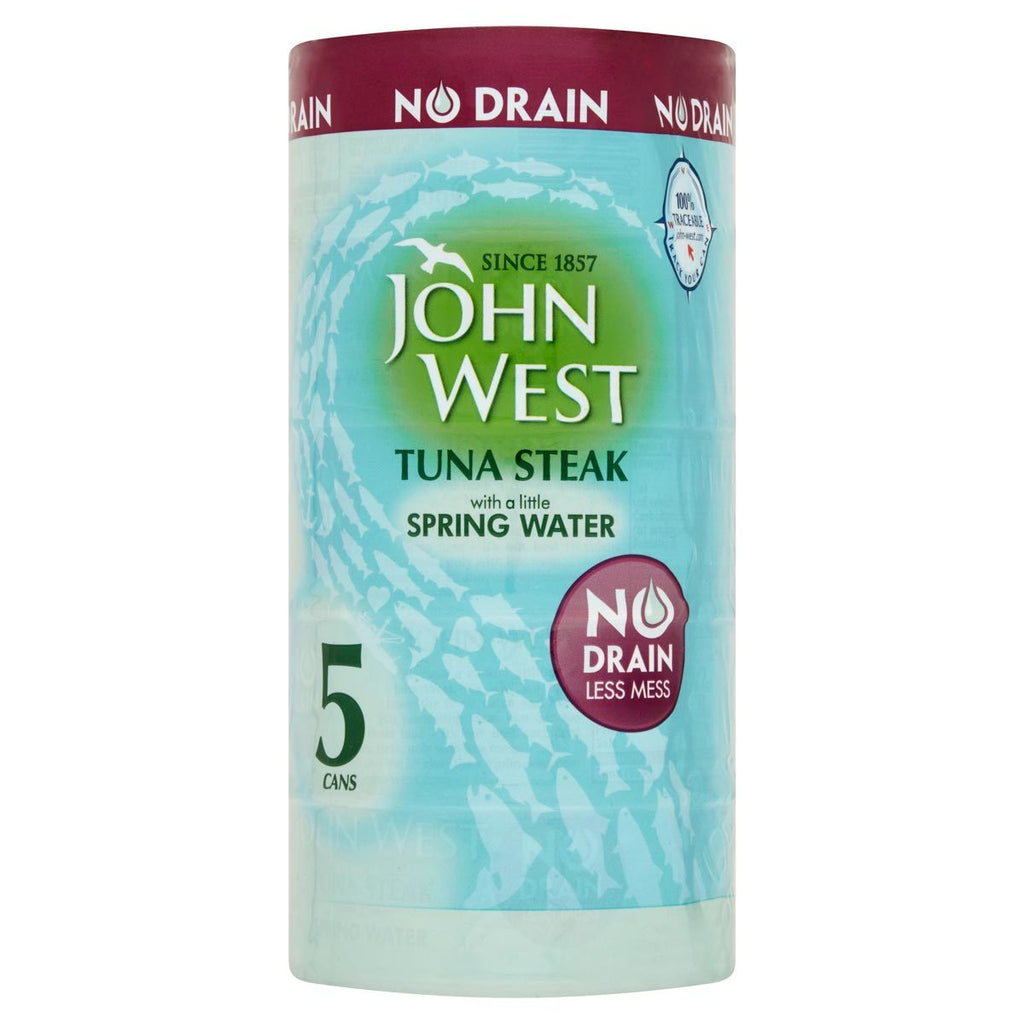 John West No Drain Tuna Steak in Spring Water, 5 x 110g