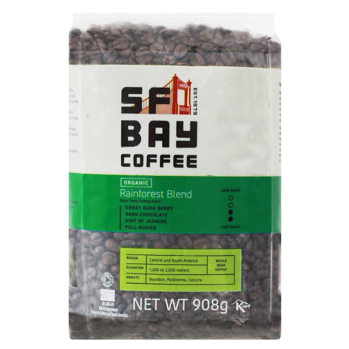 San Francisco Bay Organic Rainforest Blend Whole Bean Coffee, 908g Coffee Beans Costco UK   