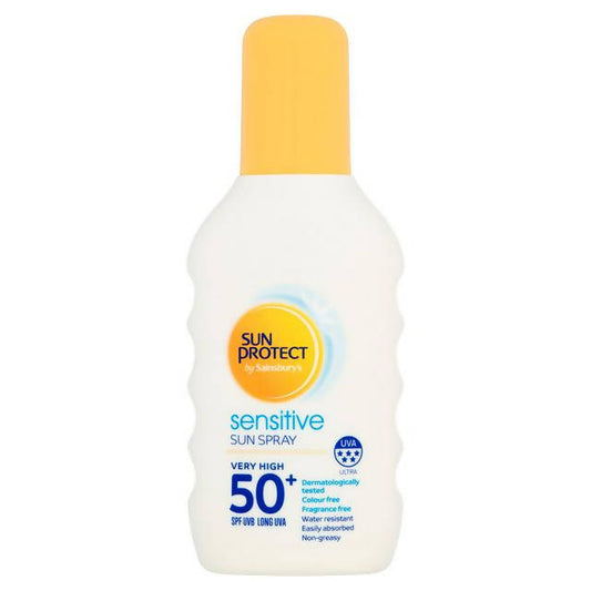 Sun Protect Sensitive Sun Spray SPF50+ 200ml face & body skincare Sainsburys   
