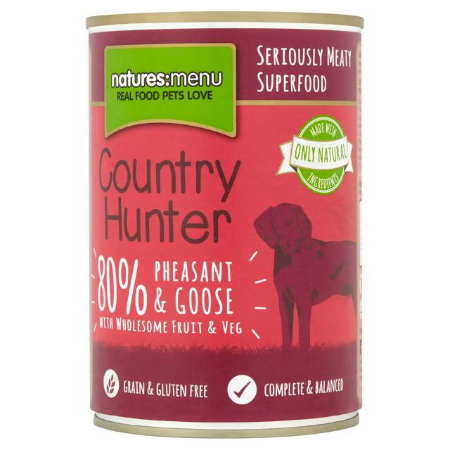 Natures Menu Country Hunter 80% Pheasant & Goose with Superfoods 400g Dog food cans trays & pouches Sainsburys   