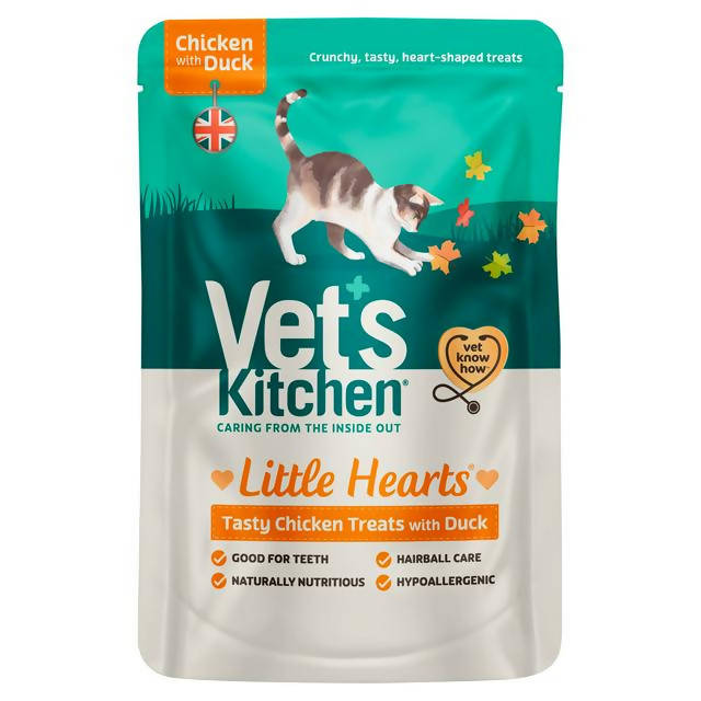 Vet's Kitchen Little Hearts Crunchy Chicken and Duck Treats 60g Cat treats & milk Sainsburys   