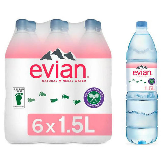 Evian Natural Mineral Water 6x1.5L - McGrocer