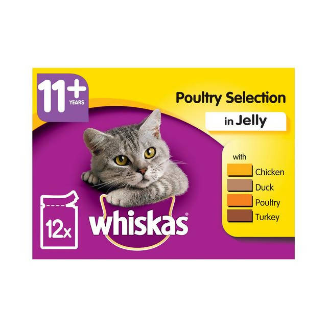 Whiskas Senior Wet Cat Food Pouches Poultry in Jelly 12 x 100g