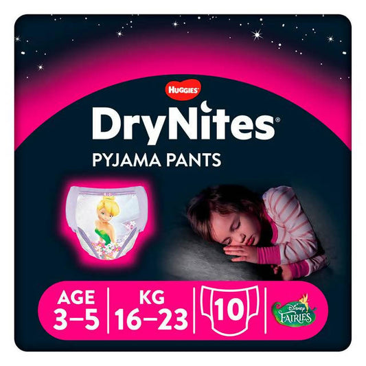 Huggies DryNites Girls Pyjama Pants for Bedwetting, Age 3-5 Years, 10 Pants nappies Sainsburys   