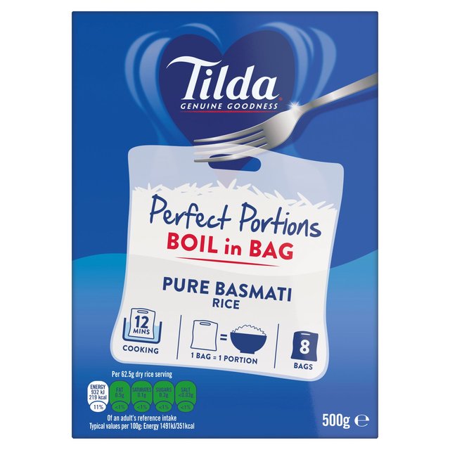 Tilda Boil in the Bag Pure Basmati Rice 62.5gx8 Food Cupboard M&S   