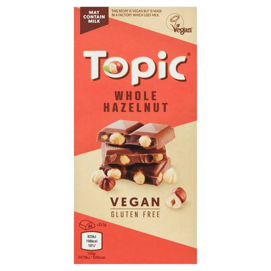 Topic Vegan Gluten Free Whole Hazelnut Chocolate 100g gluten free Sainsburys   