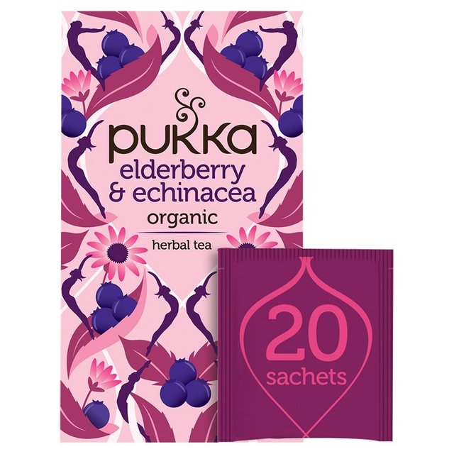 Pukka Herbs Elderberry & Echinacea with Elderflower Tea Bags Food Cupboard M&S Default Title  