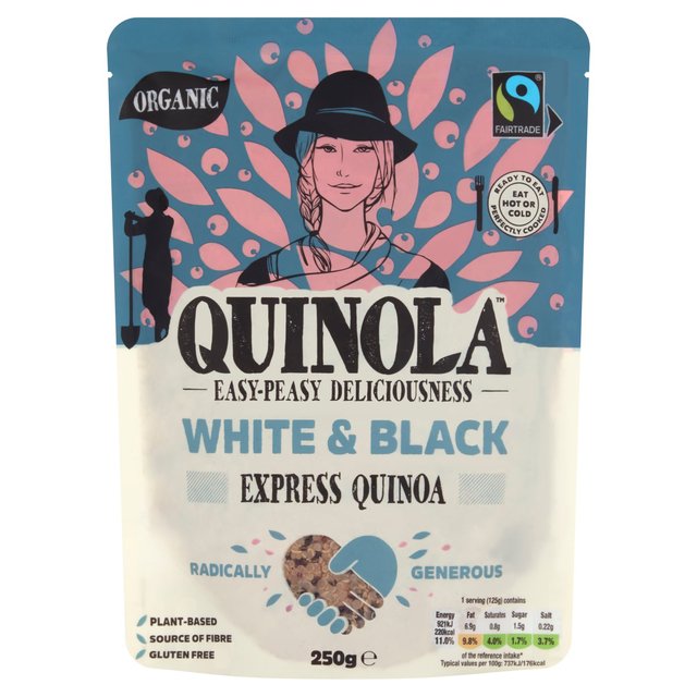 Quinola Organic Fairtrade White & Black Ready to Eat Quinoa