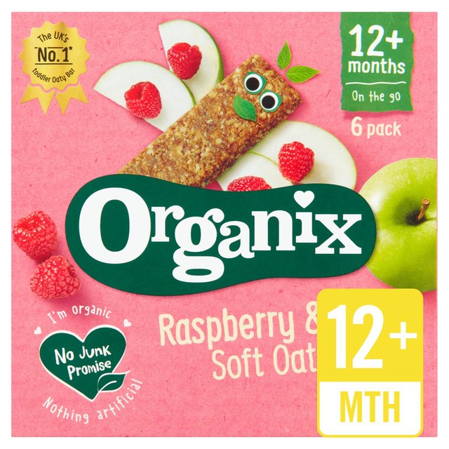 Organix Raspberry & Apple Organic Soft Oaty Bars, 12 mths+ Multipack