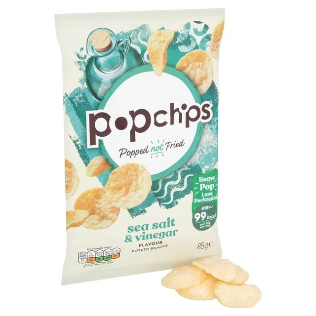 popchips Sea Salt & Vinegar Sharing Crisps Food Cupboard M&S   