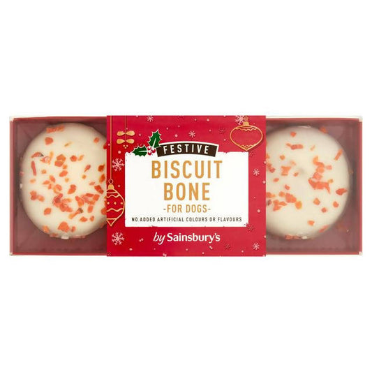Sainsbury's Festive Biscuit Bone for Dogs Dog Food & Accessories Sainsburys   