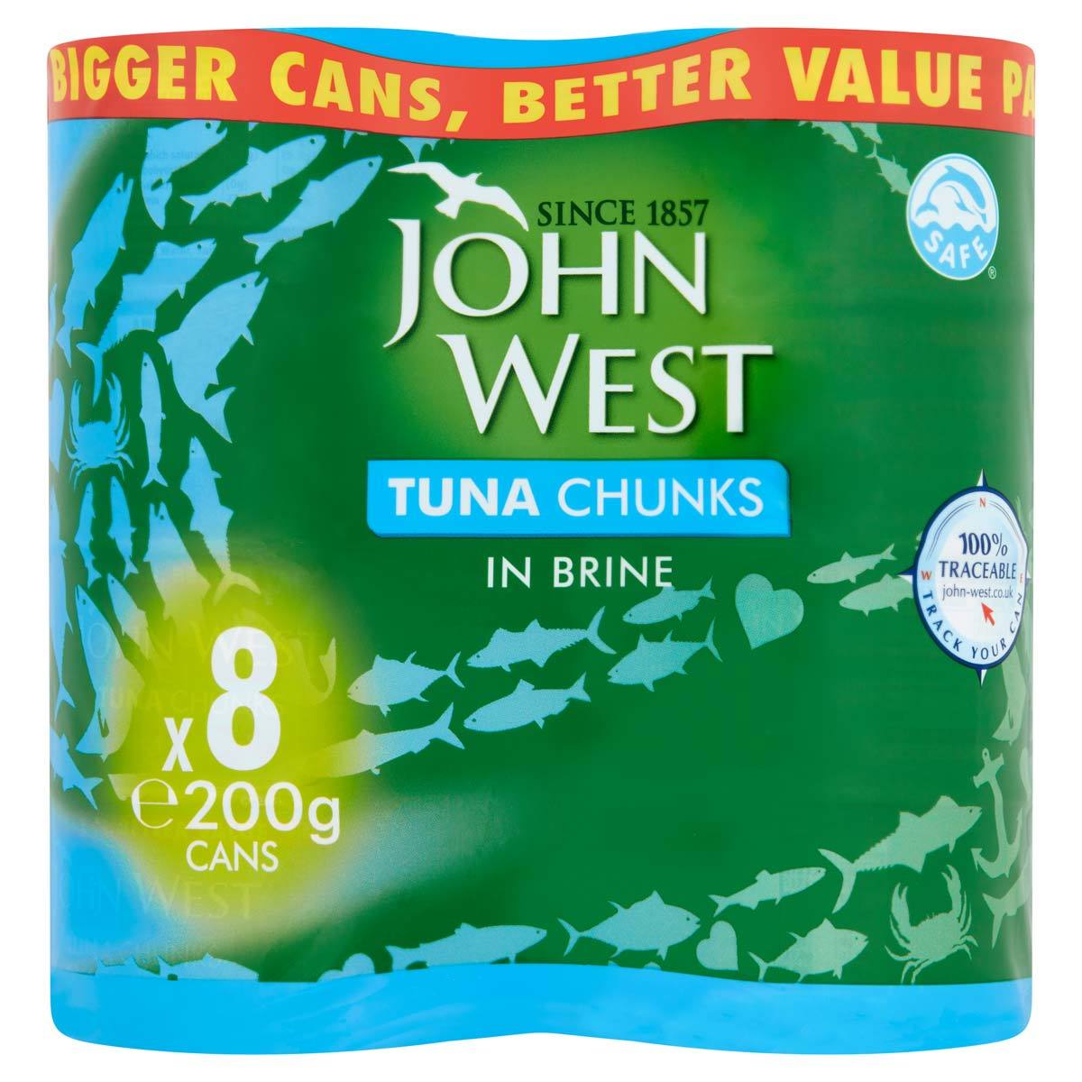 John West Tuna Chunks in Brine, 8 x 200g - McGrocer