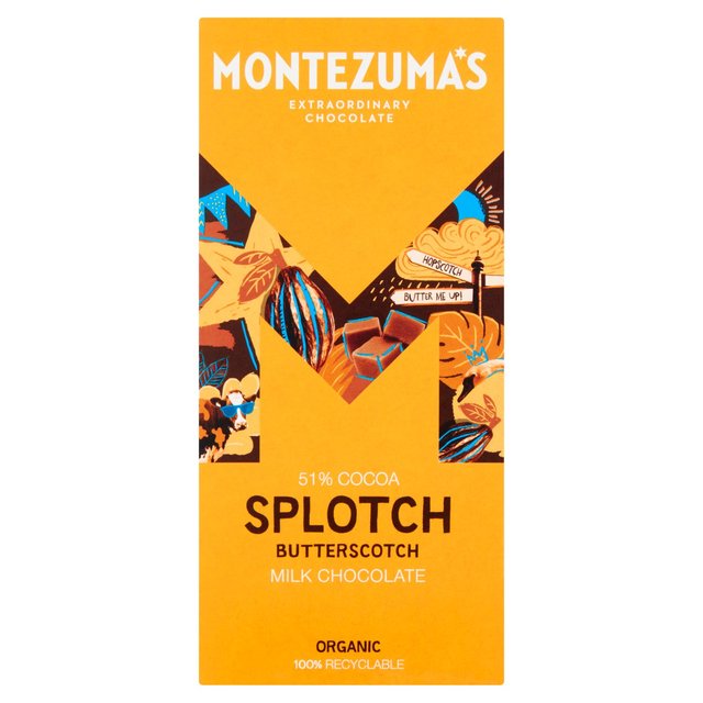 Montezuma's Splotch Butterscotch Milk Chocolate Organic Bar GOODS M&S   