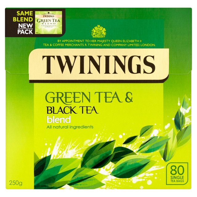 Twinings Green Tea & Black Tea Blend, 80 Tea Bags