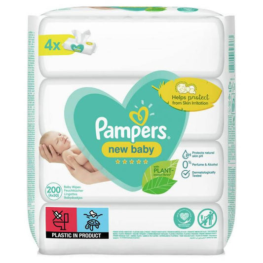 Pampers New Baby Wet Wipes 4x200 baby wipes Sainsburys   