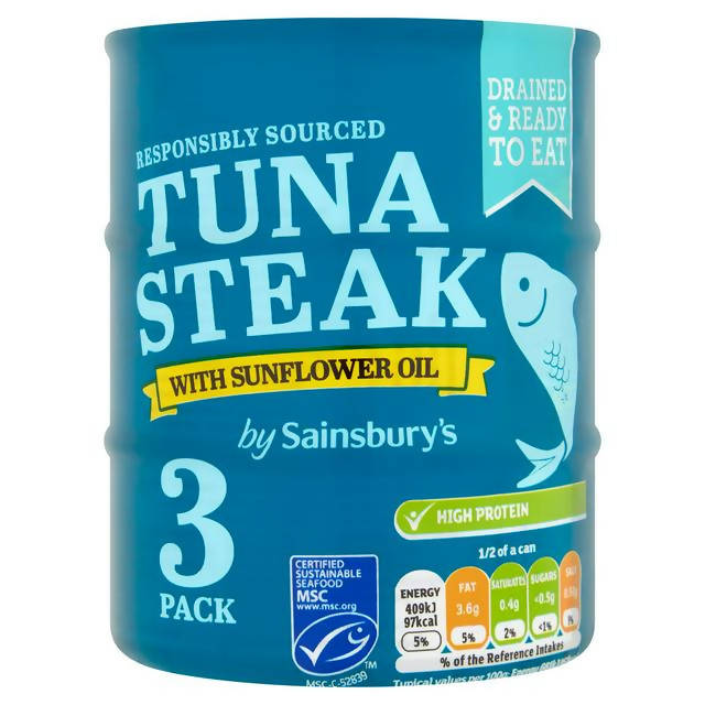 Sainsbury's Tuna Steak in Sunflower Oil 3x120g - McGrocer