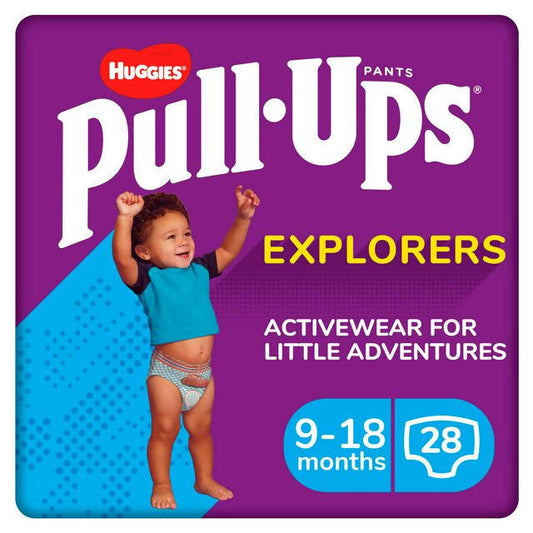 Huggies Pull-Ups Explorers Boys, Age 9-18 Months, Nappies Size 3 & 4, 28 Nappy Pants nappies Sainsburys   