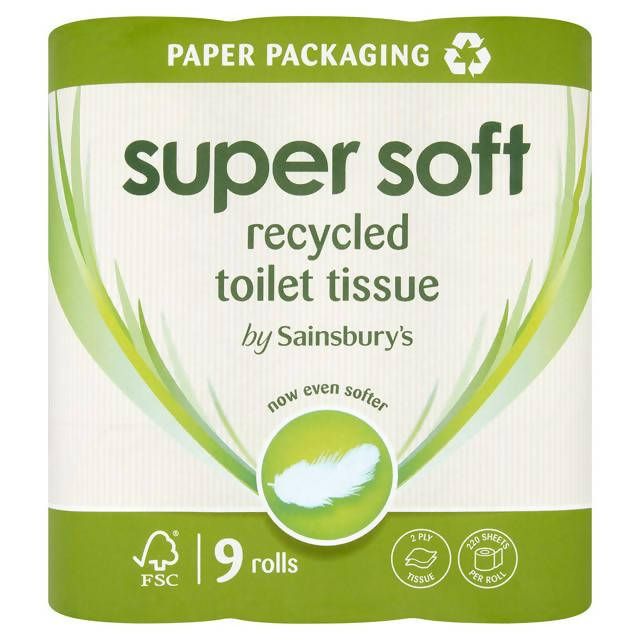 Sainsbury's Super Soft Toilet Tissues, Recycled x9 Rolls