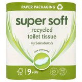 Sainsbury's Super Soft Toilet Tissues, Recycled x9 Rolls - McGrocer