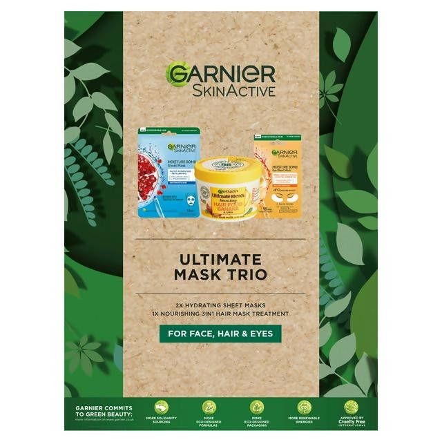 Garnier Ultimate Mask Trio for Face, Hair & Eyes