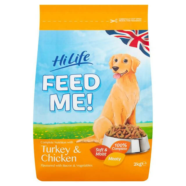 HiLife FEED ME! Complete Nutrition with Turkey & Chicken Flavoured with Bacon & Vegetables 2kg - McGrocer