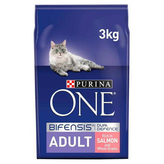 Purina One Adult Dry Cat Food Salmon And Wholegrain 3kg Advanced nutrition cat food Sainsburys   