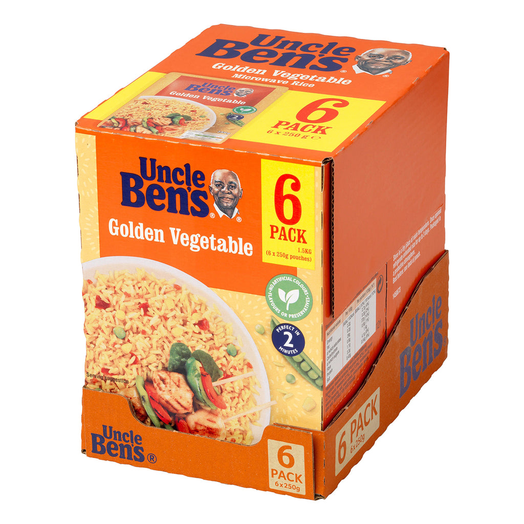 Uncle Ben's Golden Vegetable Microwave Rice, 6 x 250g